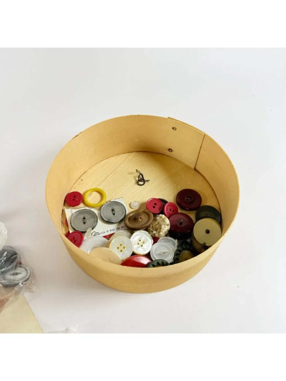 Vintage Round Button & Floral Star Design Quilted Fabric Storage Box
